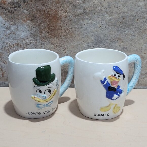 Donald Duck Ludwig Von Drake Disney Mugs 1961 RCA Victor Dealer Courtesy Gift - Picture 4 of 11